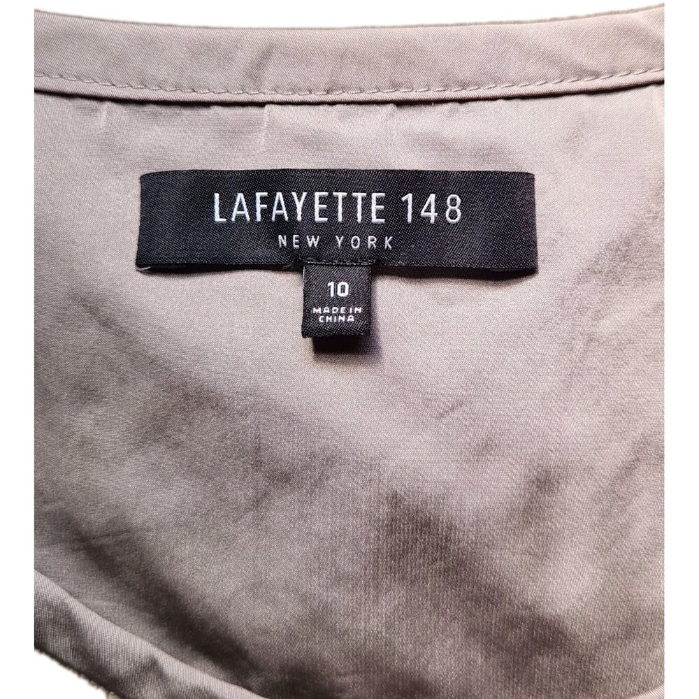 Lafayette 148 Gray Lightweight Linen Blend Pu Leather Snake Moto Jacket Size 10 - Picture 6 of 7